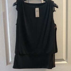 Ann Taylor Black Sleeveless Blouse Side Zipper Nwt